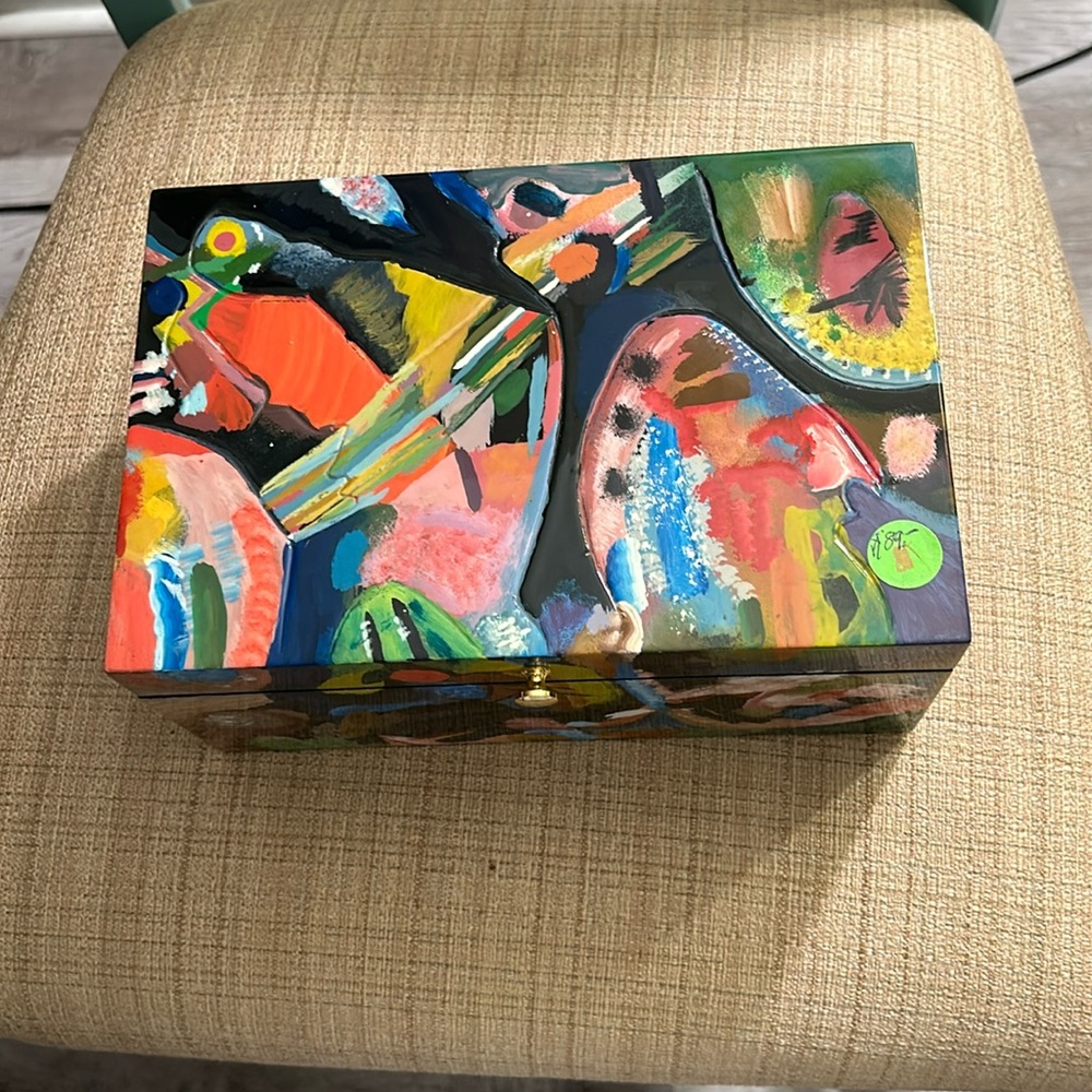 Hand painted multi colored art box